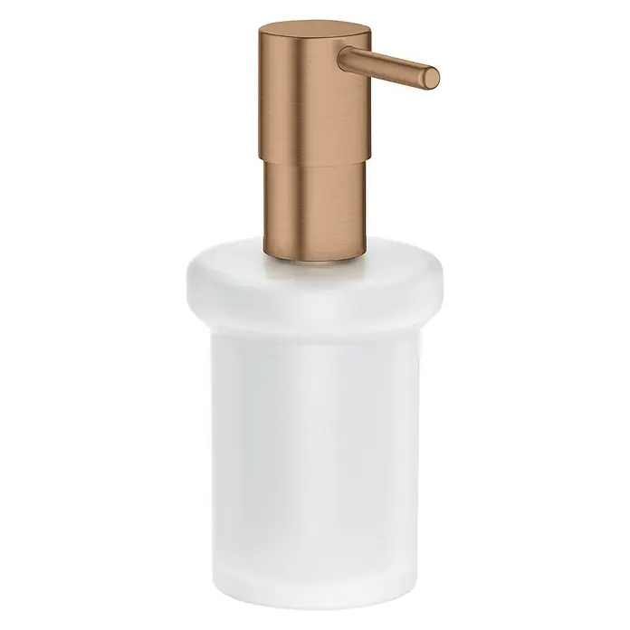 Grohe Essentials Ersatz-Seifenspender - Warm Sunset, Matt - Eleganter Seifenspender in Weiß mit bronzefarbenem Pumpkopf für stilvolle Badaccessoires.