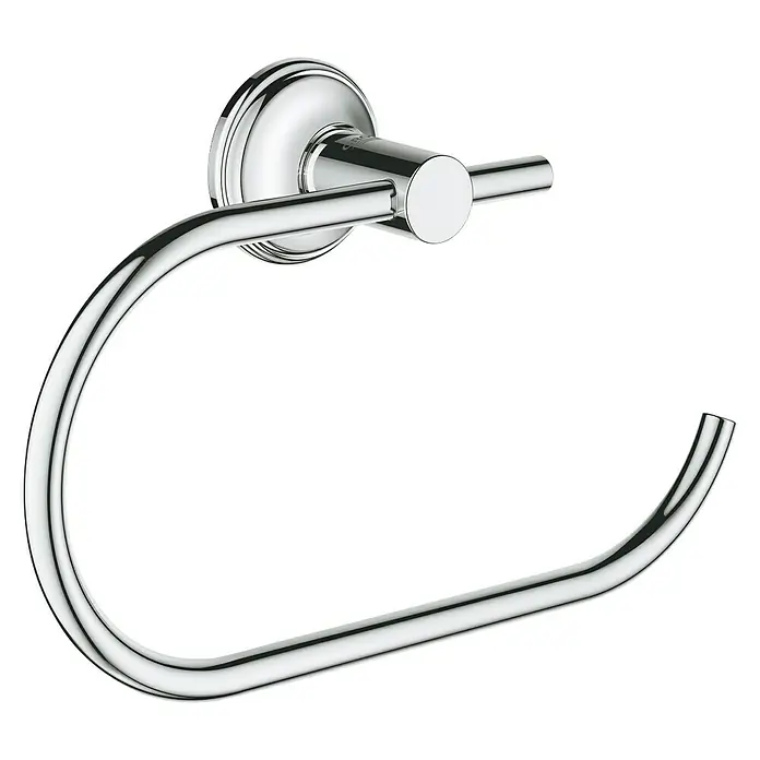 Grohe Essentials Authentic Toilettenpapierhalter - Chrom, Glänzend - Chromfarbener Handtuchring für das Badezimmer.