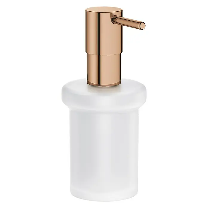 Grohe Essentials Ersatz-Seifenspender - Warm Sunset, Glänzend - Dieser elegante Seifenspender besticht durch sein schlichtes Design mit weißem Behälter und goldenem Pumpkopf. Ein echter Hingucker im Bad!