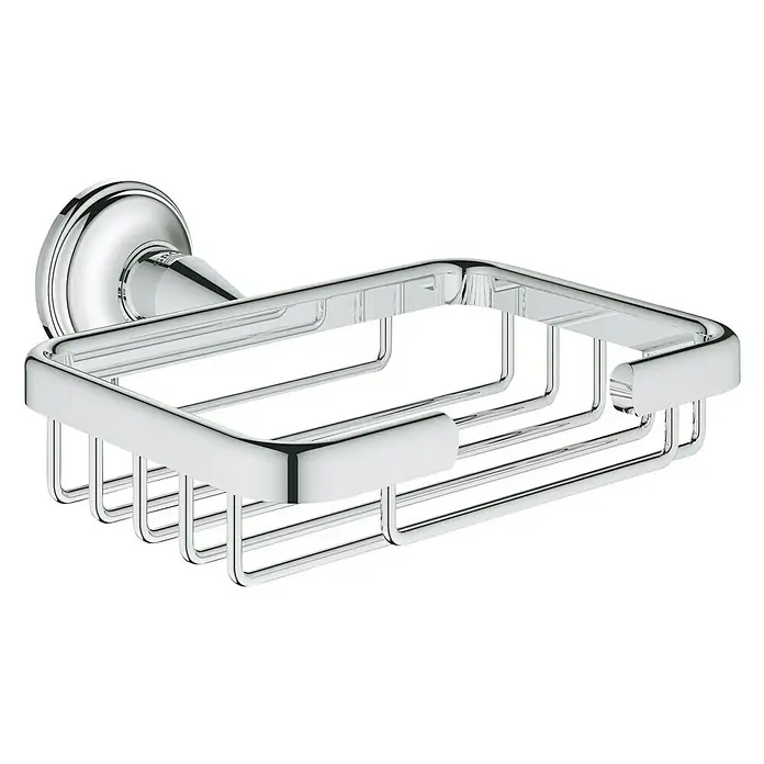 Grohe Essentials Authentic Duschkorb - 13,9 x 13,4 x 4,6 cm, Chrom, Glänzend - Verchromte Seifenablage für die Wandmontage. Praktisches Badaccessoire zur Aufbewahrung von Seife, elegant und platzsparend.