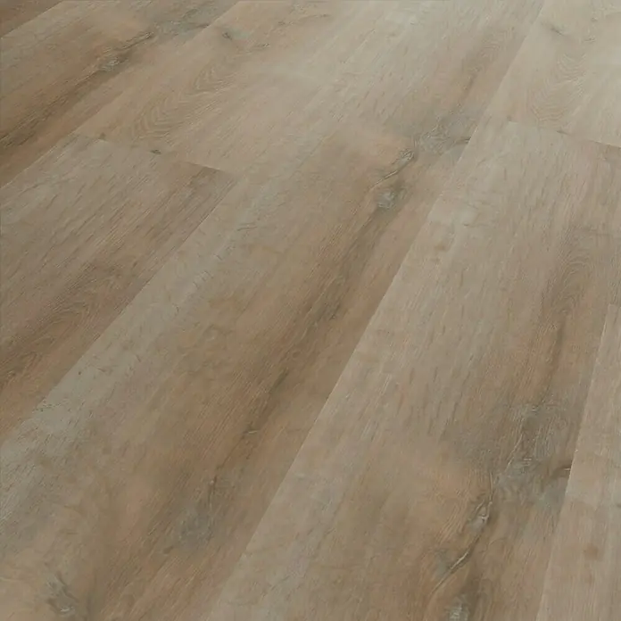 b!design Vinylbodenmuster Maxi Western Eiche - 281 x 161 x 4,2 mm, Landhausdiele - Nahaufnahme eines eleganten Vinylbodens in Holzoptik. Die warmen Farbtöne und die realistische Maserung sorgen für ein gemütliches Ambiente.