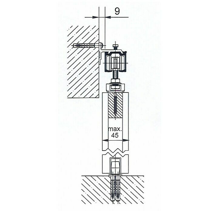 Valcomp by Mantion Montagewinkel5 Stk., Passend für: Schiebetüren mit einer Stärke von max. 45 mm Front View