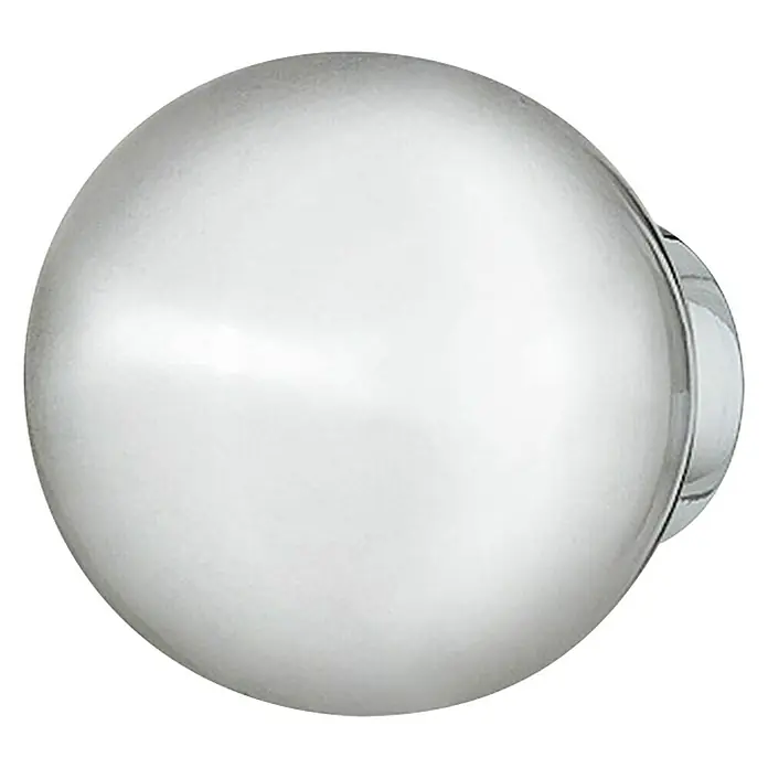 Häfele Möbelknopf - Typ Möbelgriff: Knopf, Ø x H: 25 x 25 mm, Sonstige, Verchromt - Nahaufnahme eines silbernen Türknaufs mit einer glatten, reflektierenden Oberfläche vor einem schwarzen Hintergrund.