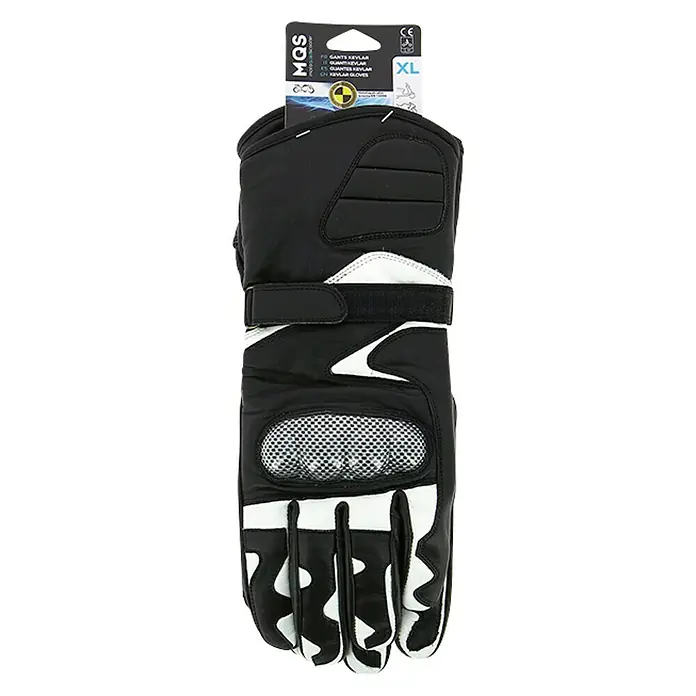 Guantes - XL, Poliamida, Específico para: Motoristas - Guantes de moto negros con detalles blancos, talla XL, con refuerzo de Kevlar para una protección y comodidad óptimas al conducir.