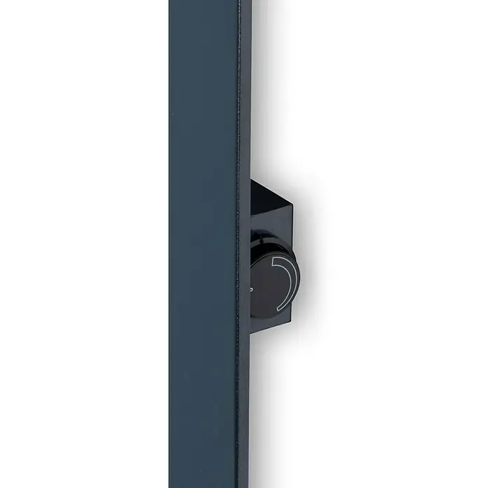 Admiral Radiador metálico por infrarrojos - 600 x 600 mm, 365 W, Antracita - Detalle de un control de radiador con un mando para el ajuste de la temperatura, diseño moderno.