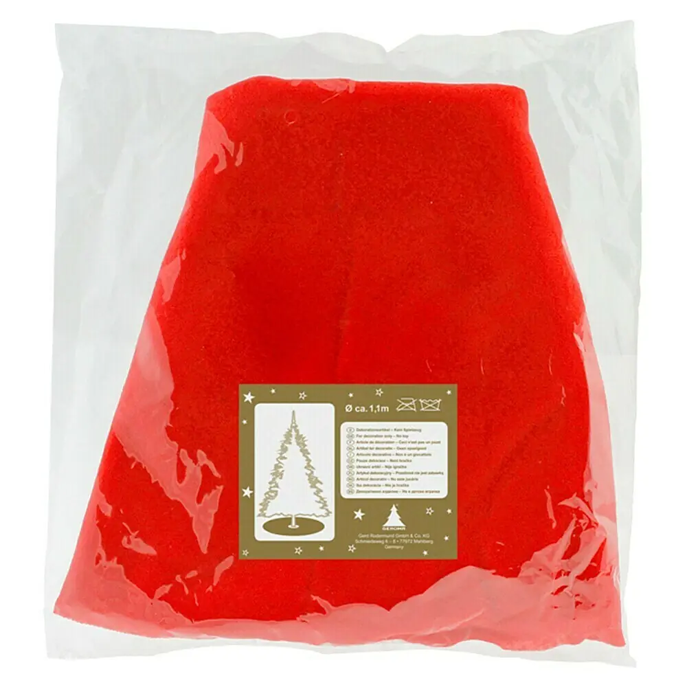 Heitmann Deco Couverture Ronde Pour Sapin De Noël En Feutre Rouge – Motif Lutins Et Cœurs – Diamètre 100 Cm