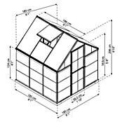 Palram Gewächshaus Hybrid (1,86 x 1,85 x 2,08 m, Polycarbonat, Glasstärke Seitenwände: 0,75 mm, Silber)