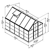 Palram Gewächshaus Hybrid (3,06 x 1,85 x 2,08 m, Polycarbonat, Glasstärke Seitenwände: 0,75 mm, Grün)