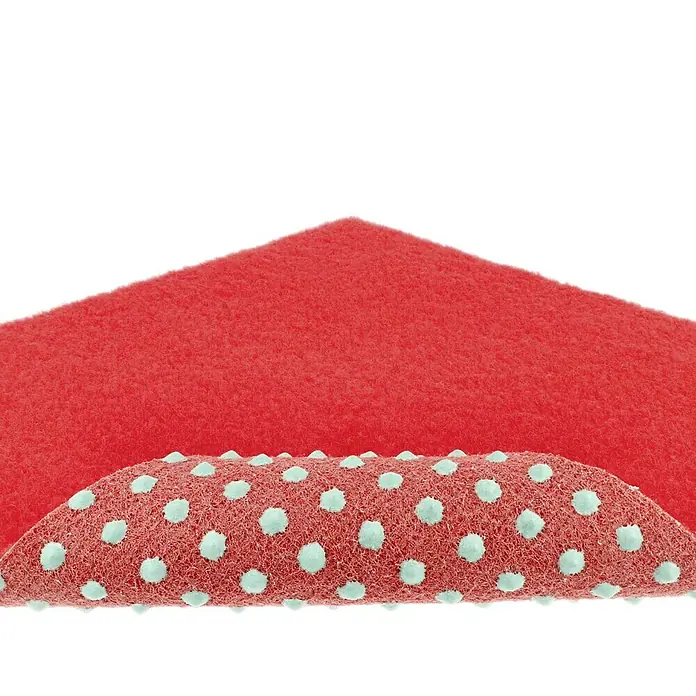 Rasenteppich Meterware Sunny - Breite: 200 cm, Rot, Mit Drainagenoppen - Roter Spüllappen mit Noppenstruktur für effiziente Reinigung und besseren Halt. Ideal für Küche & Haushalt.