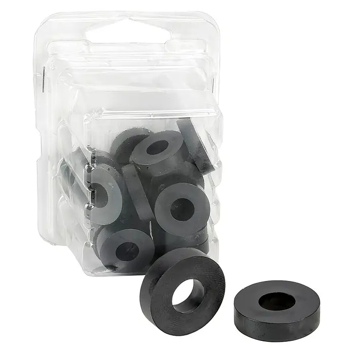 Vormann Arandela distanciadora Fix - 20 ud., Diámetro: 8,5 mm - 20 mm, Espesor: 5 mm, Negro - Paquete de arandelas de goma negra en embalaje transparente, adecuadas para diversas aplicaciones.