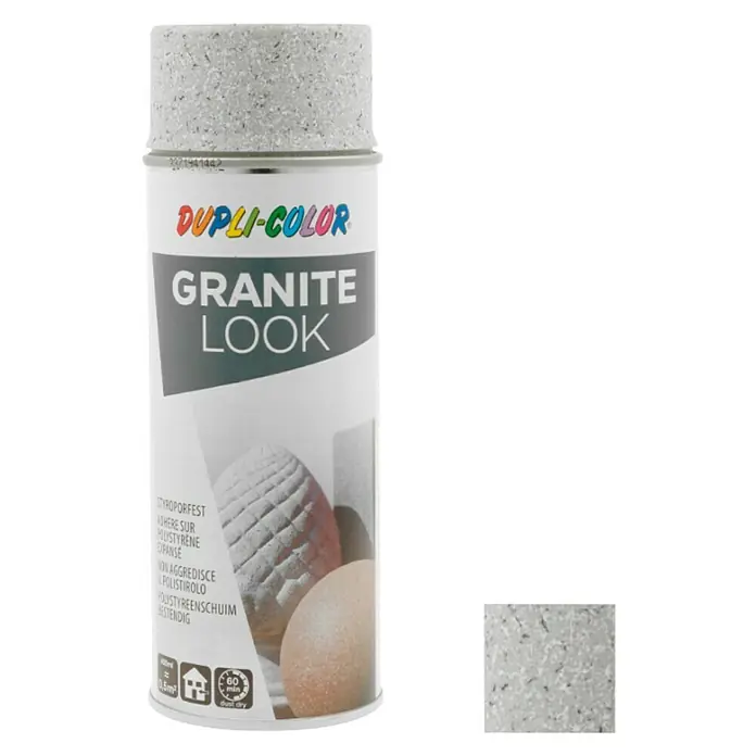 Dupli-Color Effect Pintura decorativa en spray - Gris claro, Mate, 400 ml - Spray Dupli-Color Granite Look para crear superficies con efecto granito. Ideal para poliestireno expandido y aplicaciones versátiles.