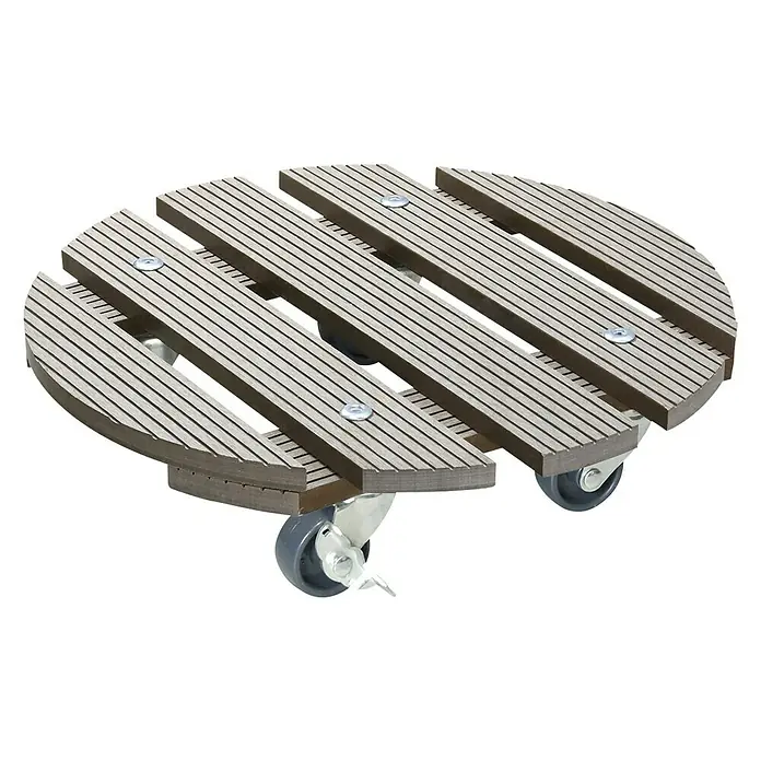 Wagner System Pflanzenroller - WPC, Taupe, Max. Belastung: 100 kg - Rollbarer Pflanzenuntersetzer aus Holz für den einfachen Transport von Topfpflanzen im Haus oder im Garten.