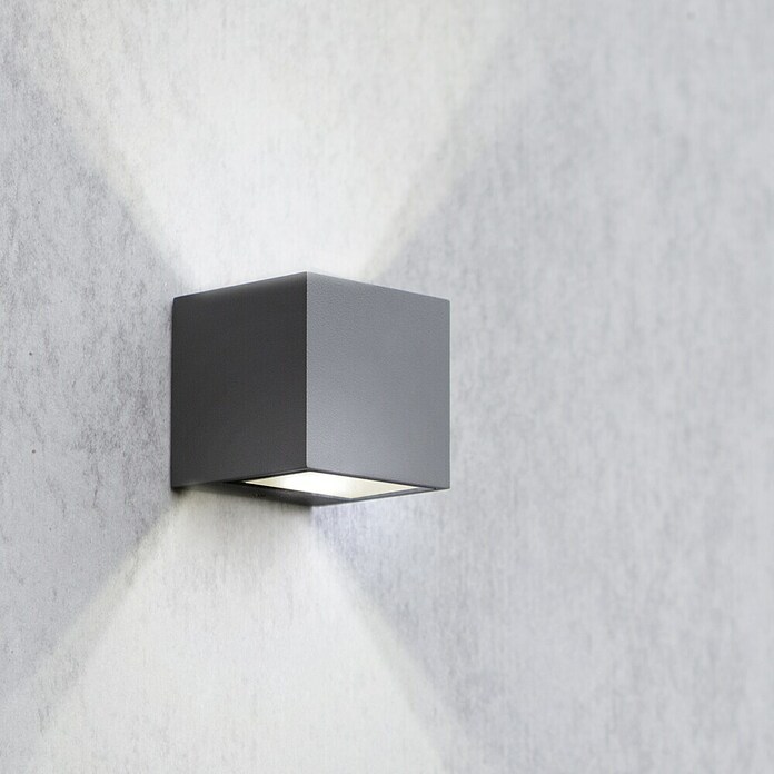 Lutec LED zunanja stenska svetilka Gemini  (9 W, 88 x 85 x 86 mm, Antracitne barve, IP54) | 3078 - Wandleuchte Outdoor | CAJA - Outdoorleuchten Hochvolt | CAJ - Outdoorleuchten | CA - Beleuchtung | C - Elektro | BAUHAUS