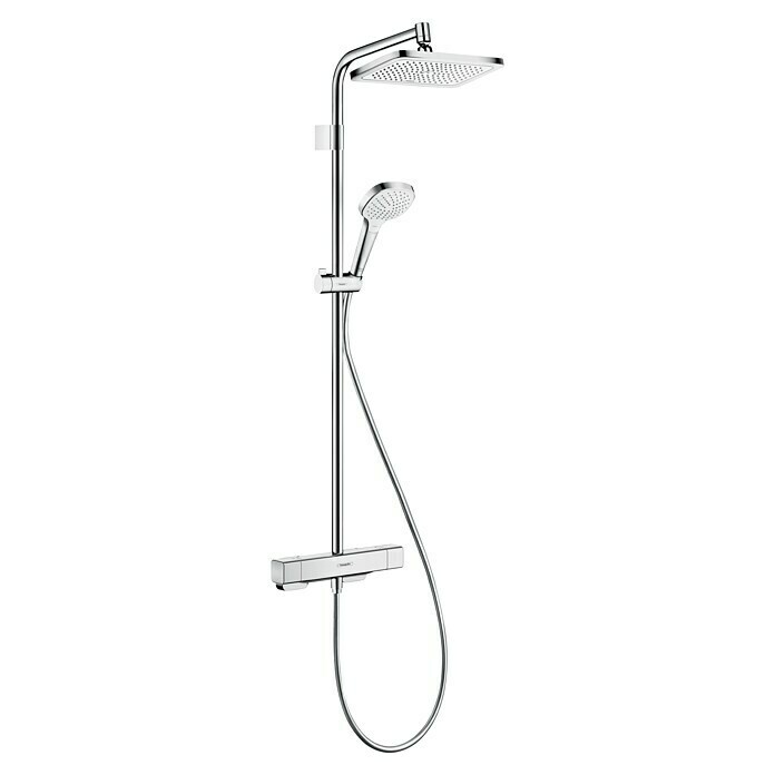 Hansgrohe Croma E Duschsystem Showerpipe 280 1jet VariaMit Thermostatarmatur, Lochabstand: 80 cm - 90 cm, Anzahl Strahlarten: 4 Stk., Chrom Front View