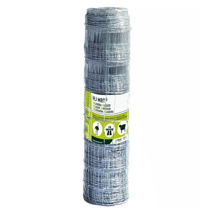 Reta Malla para cerca Ganadera - L x Al: 50 x 1 m, Zincado - Un rollo de valla de alambre anudado HJ MRT, ideal para cercar de forma segura y fiable pastos y propiedades.