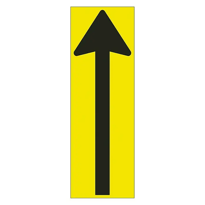 Pickup Etiqueta adhesiva - L x An: 300 x 100 mm, Flecha, Amarillo/Negro - Señal amarilla con una flecha direccional negra apuntando hacia arriba. La señal indica la dirección de viaje.
