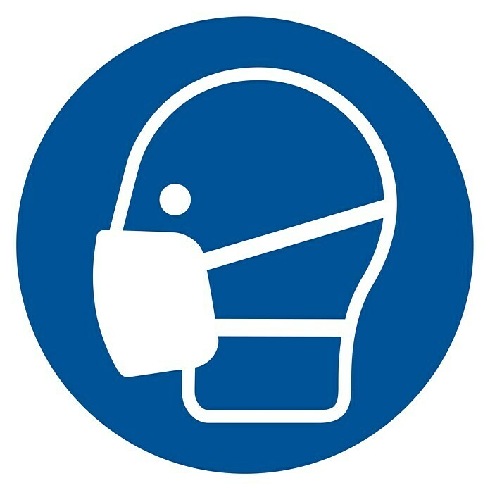Pickup Etiqueta adhesiva (Motivo: Uso obligatorio de máscara de seguridad, Azul/Blanco, Altura: 100 mm)