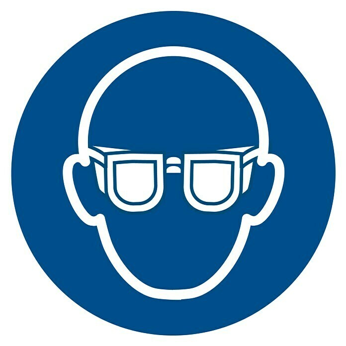 Pickup Sticker (Motief: Draag veiligheidsbril, Blauw/Wit, Hoogte: 150 mm)