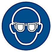 Pickup Etiqueta adhesiva (Motivo: Uso obligatorio de gafas de seguridad, Azul/Blanco, Altura: 150 mm)