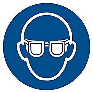 Pickup Etiqueta adhesiva (Motivo: Uso obligatorio de gafas de seguridad, Azul/Blanco, Altura: 150 mm)