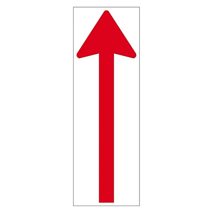 Pickup Etiqueta adhesiva - L x An: 300 x 100 mm, Flecha, Rojo/Blanco - Flecha roja apuntando hacia arriba dentro de un marco rectangular. La señal de tráfico dirige el tráfico en una sola dirección.