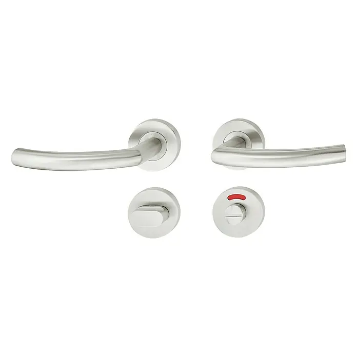 Häfele WC-Drückergarnitur 2 - Schlitzkopf/Olive, Edelstahl - Edelstahl-Türgriffgarnitur für Badezimmer mit Schloss und roter Anzeige für Besetzt. Hochwertiges Design für moderne Inneneinrichtung.