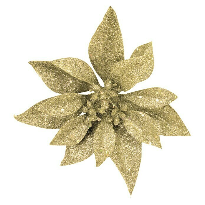 Christbaumschmuck Blume mit Clip Gold (Gold, Kunststoff, 1 Stk.)