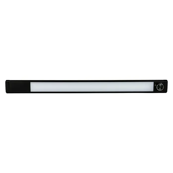 Ritter Leuchten LED-Unterbauleuchte TurnLight Pro - 8 W, Länge: 60 cm, Schwarz - Eine schwarze LED-Leuchte mit einem hellen, weißen Lichtbalken, ideal für Arbeitsbereiche oder als Akzentbeleuchtung.