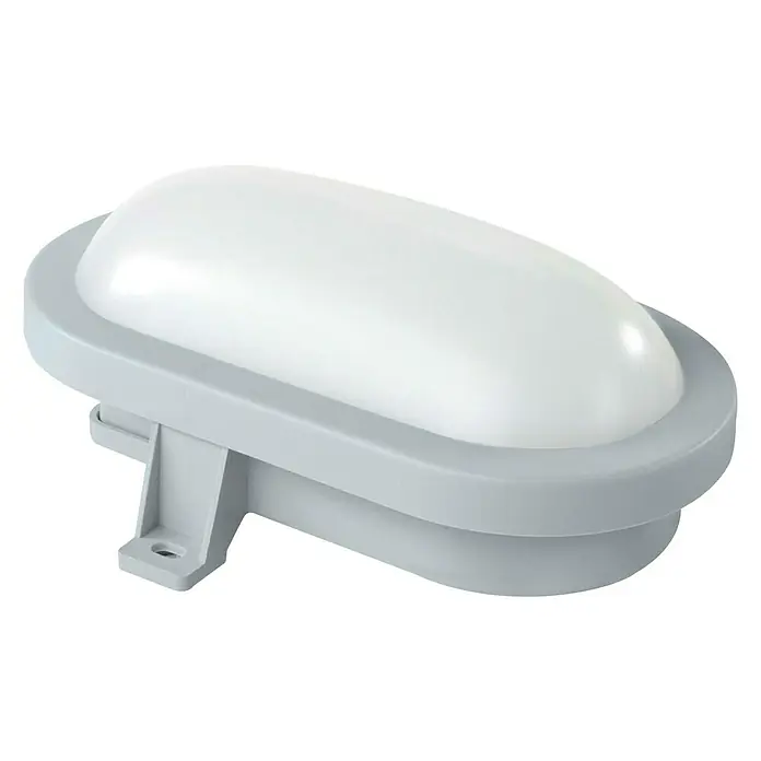 Ritter Leuchten LED-Außenwandleuchte - 10 W, Grau, IP54 - Eine ovale, graue Deckenleuchte mit einem milchig-weißen Diffusor. Diese Leuchte ist ideal für Innen- und Außenbereiche.