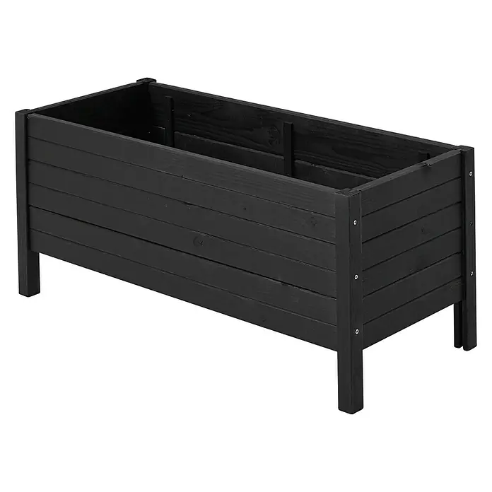 Plus Pflanzkasten Trend - Außenmaß (L x B x H): 88 x 37 x 39 cm, Holz, Schwarz - Schwarzer Holzpflanzkasten mit rechteckiger Form und vier Füßen für den Garten oder die Terrasse. Robuste Bauweise für den Außenbereich.