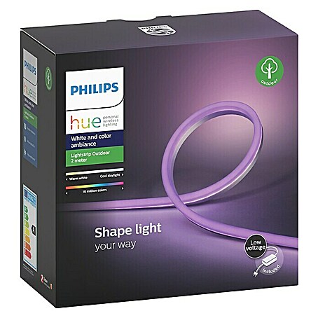 Philips Hue Tira LED Outdoor (Largo: 2 m, Color de luz: RGBW, 19 W, 780 lm)