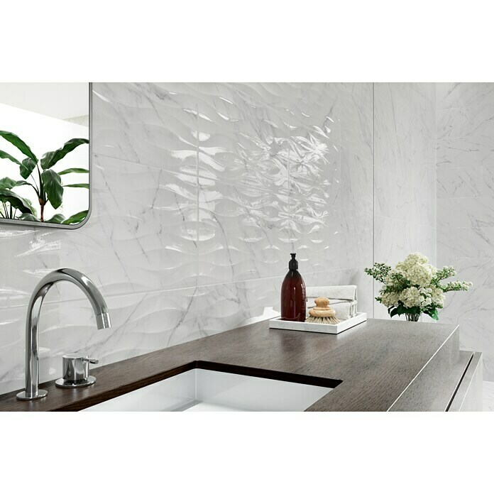 BHS Showroom Revestimiento de pared Odyssey Concept (30 x 60 cm, Blanco, Marmolado)