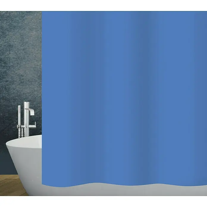 Diaqua Duschvorhang Basic - B x H: 120 x 200 cm, Textil, Blau - Blauer Duschvorhang vor einer Badewanne und dunkler Wand. Schützt Ihr Bad vor Spritzwasser und verleiht ihm eine frische Note.