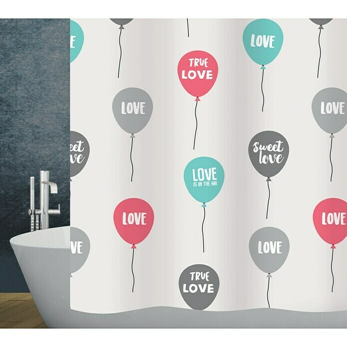 Diaqua Textil-Duschvorhang Love (240 x 180 cm, Farbig)