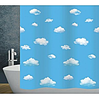 Diaqua Textil-Duschvorhang Clouds (180 x 200 cm, Blau/Weiß)