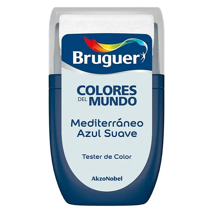Bruguer Colores del Mundo Tester de pintura - Mediterráneo azul suave, Mate, 30 ml - Tester de pintura Bruguer Colores del Mundo Mediterráneo Azul Suave. Tonalidad azul suave y relajante con un acabado elegante para paredes.