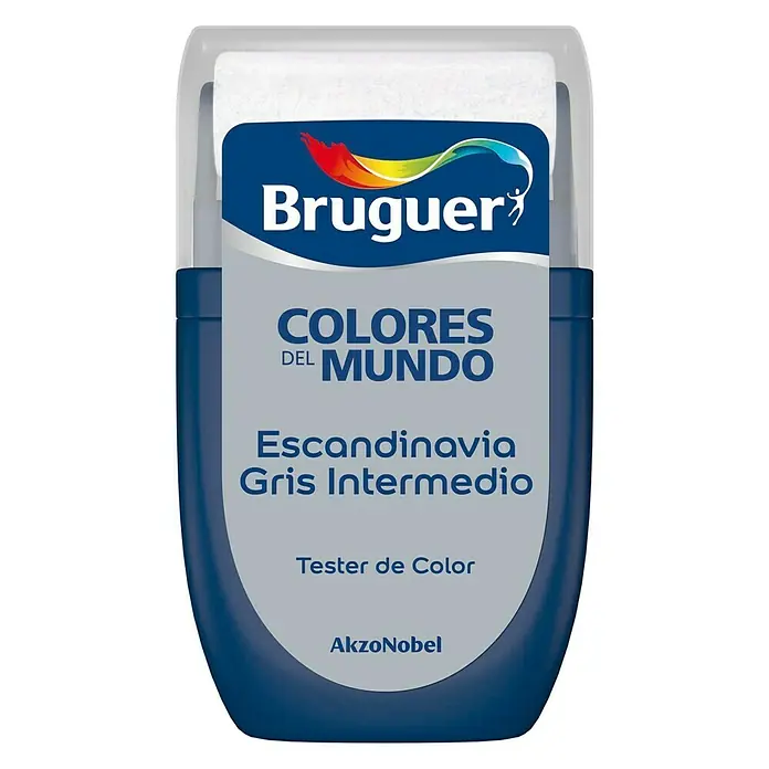 Bruguer Colores del Mundo Tester de pintura - Escandinavia gris intermedio, Mate, 30 ml - Tester de pintura Bruguer "Colores del Mundo" en "Escandinavia Gris Intermedio". Perfecto para probar el color antes de pintar.