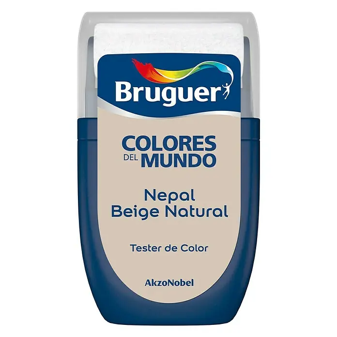 Bruguer Colores del Mundo Tester de pintura - Nepal beige natural, Mate, 30 ml - Tester de pintura interior Bruguer Colores del Mundo Nepal Beige Natural, ideal para probar tonalidades.