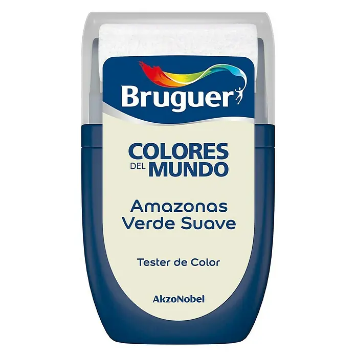 Bruguer Colores del Mundo Tester de pintura - Amazonas verde suave, Mate, 30 ml - Tester de pintura Bruguer Colores del Mundo Amazonas Verde Suave para paredes. Ideal para probar tonalidades.