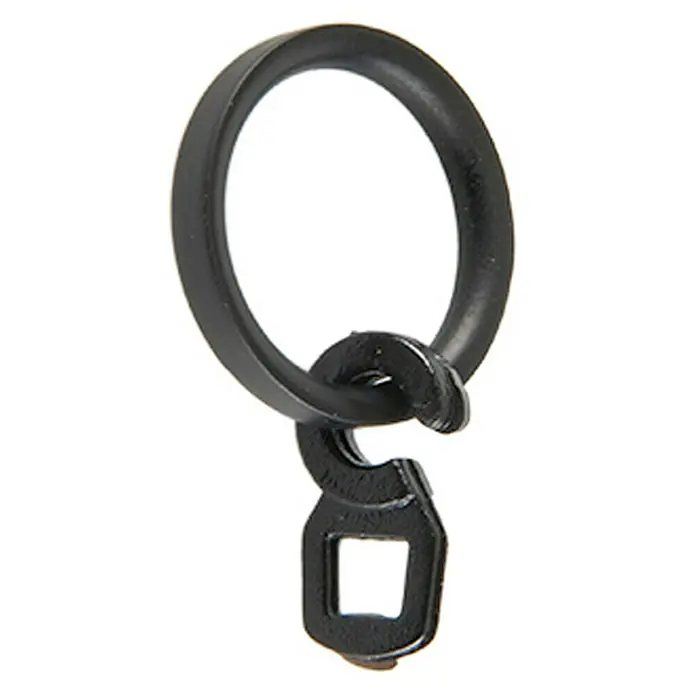 Anilla para cortinas plana Ideas 12 - Negro, 6 ud. - Anillo de cortina negro con clip para una fácil fijación. Accesorio práctico para decoración de ventanas.
