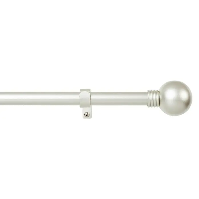 Barra para cortinas Esfera Anillo - Ø x L: 19 x 160 mm, Metal, Plata - Barra de cortina con extremo de bola y soporte para montaje en pared. Ideal para cortinas.