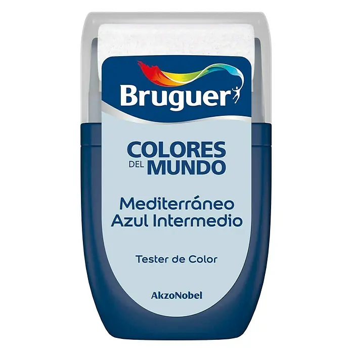 Bruguer Colores del Mundo Tester de pintura - Mediterráneo azul intermedio, Mate, 30 ml - Tester de pintura Bruguer Colores del Mundo Mediterráneo Azul Intermedio para pared. Ideal para probar colores antes de pintar.