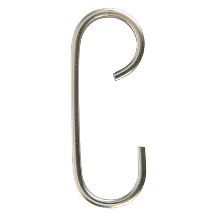 Gancho para colgar gancho Ideas 12 - L x An x Al: 2,2 x 5,7 x 0,3 cm, Metal, Plata - Un primer plano de un gancho de cortina plateado, que muestra su diseño minimalista y su forma práctica. Perfecto para espacios modernos.