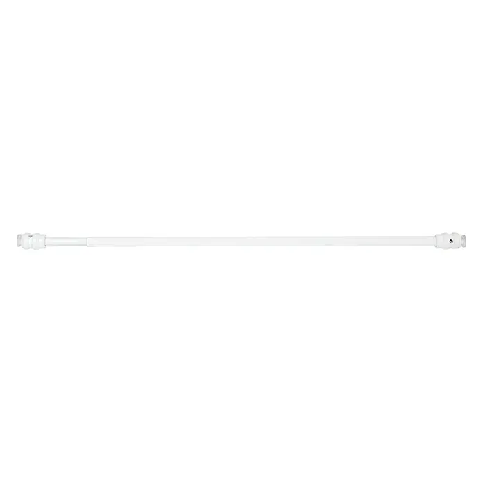 Barra para cortinas Modelo DUO - Ø x L: 9 mm x 80 cm, Metal, Blanco - Barra de cortina de ducha extensible blanca para baños, que permite una instalación rápida y sencilla. Accesorio de baño práctico para mayor comodidad.