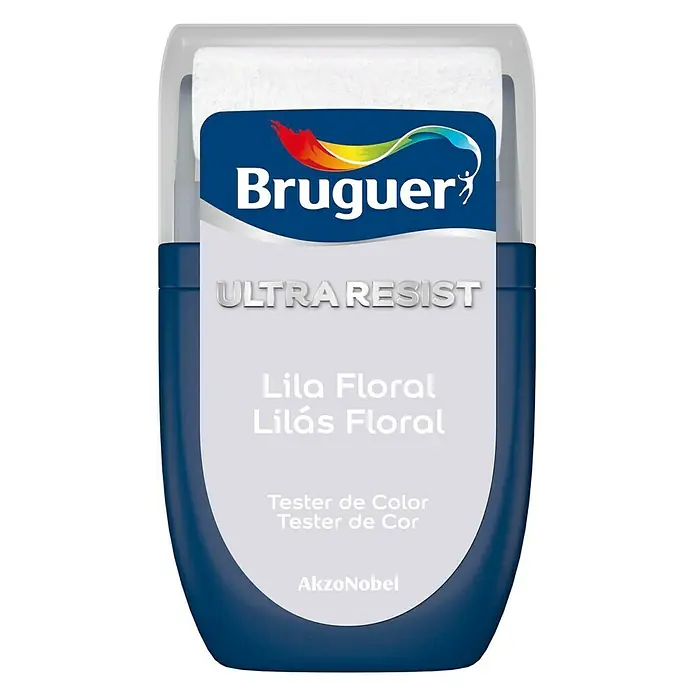 Bruguer Ultra Resist Tester de pintura - Lila floral, Mate, 30 ml - Muestra de pintura Bruguer Ultra Resist en Lila Floral. Ideal para probar el color antes de pintar la pared.