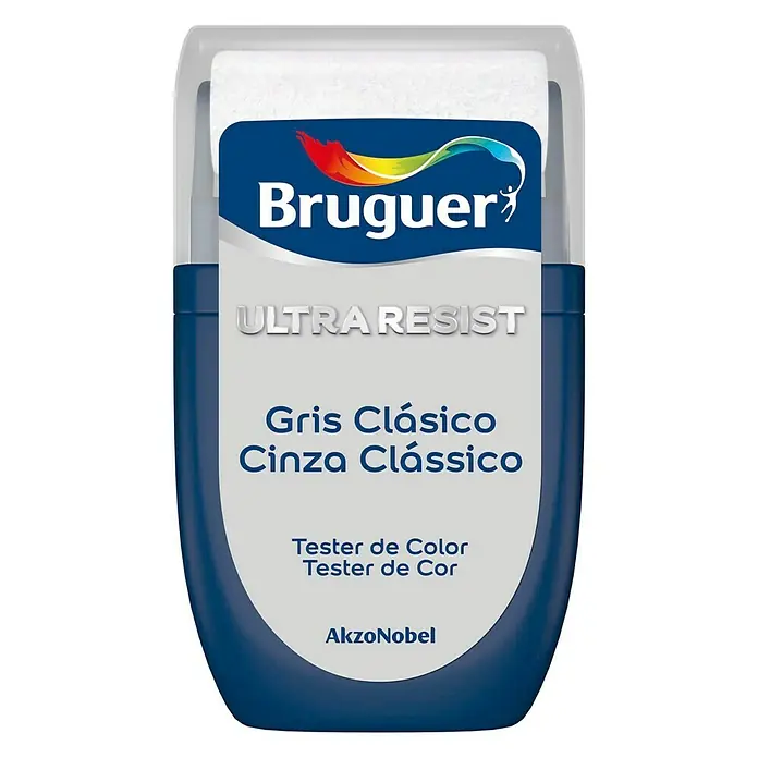 Bruguer Ultra Resist Tester de pintura - Gris clásico, Mate, 30 ml - Tester de pintura Bruguer Ultra Resist "Gris Clásico/Cinza Clássico" para una selección de color perfecta. Ideal para probar diferentes tonos.
