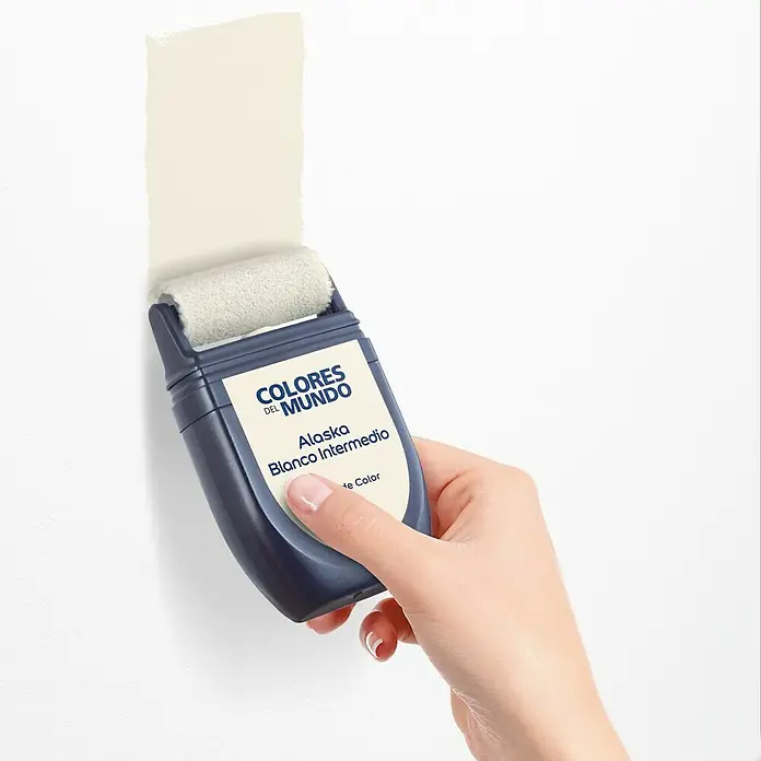Bruguer Colores del Mundo Tester de pintura - Alaska blanco intermedio, Mate, 30 ml - Rodillo de muestra de pintura Colores del Mundo con Alaska Blanco Intermedio para una selección precisa y fácil aplicación.