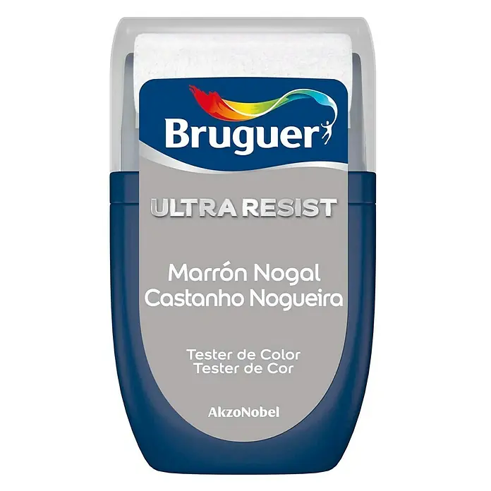 Bruguer Ultra Resist Tester de pintura - Marrón nogal, Mate, 30 ml - Imagen del producto de un probador de color Bruguer Ultra Resist en color Marrón Nogal Castanho Nogueira de AkzoNobel.