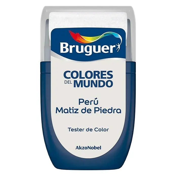 Bruguer Colores del Mundo Tester de pintura - Perú matiz de piedra, Mate, 30 ml - Tester de color Bruguer Perú Matiz de Piedra, ideal para probar colores en la pared.