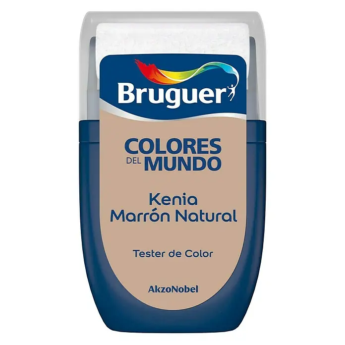 Bruguer Colores del Mundo Tester de pintura - Kenia marrón natural, Mate, 30 ml - Tester de color Bruguer "Kenia Marrón Natural" para pintura de paredes. Ideal para probar tonos antes de pintar.